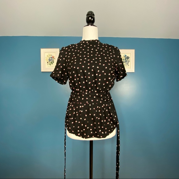 NWT Vero Moda Black Polka Dot Bow Tie Top XS - Picture 3 of 16